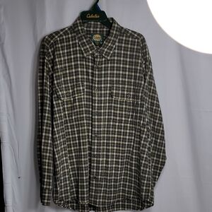 Cabela's Green and White Casual Button Down Shirt